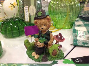 St. Patrick's Day teddy bear figurine with pot of gold