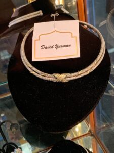 David Yurman cable choker necklace on a display bust