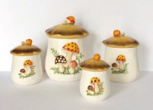 Vintage ceramic mushroom canister set