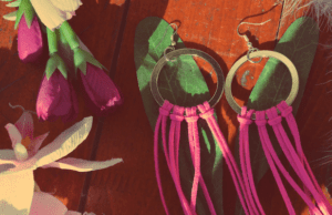 Pair of hoop earrings with fringe tassels